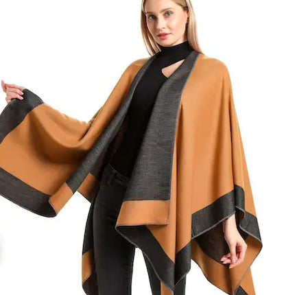 PRETTY PERSUASIONS Hollyn Reversible Cape Wrap - Ginger