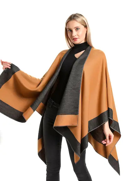 PRETTY PERSUASIONS Hollyn Reversible Cape Wrap - Ginger