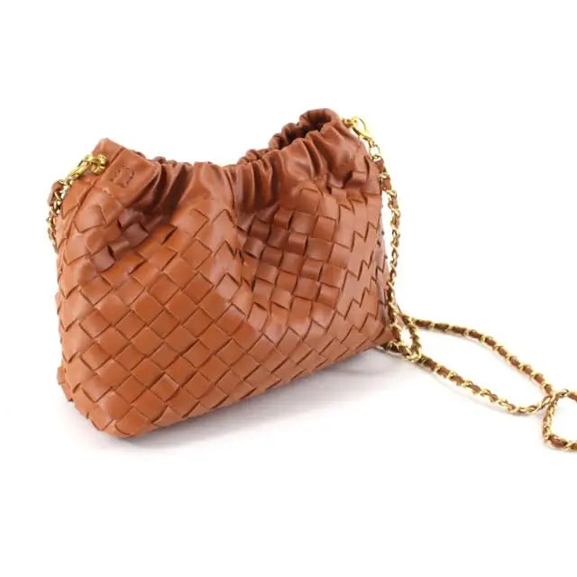 Pretty Persuasions Small Woven Crossby Bag W/Chain Strap