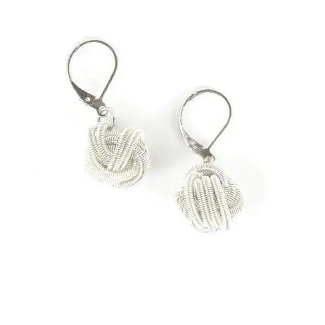 Sea Lily White Pewter Knot Earring