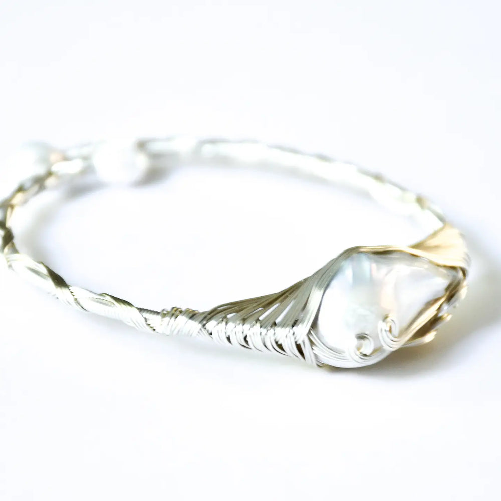 Sea Lily Silver Bracelet with Keshi Pearl