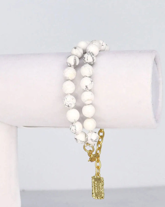 White Beads Layering Bracelet
