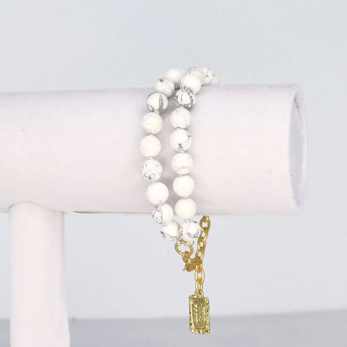 White Beads Layering Bracelet