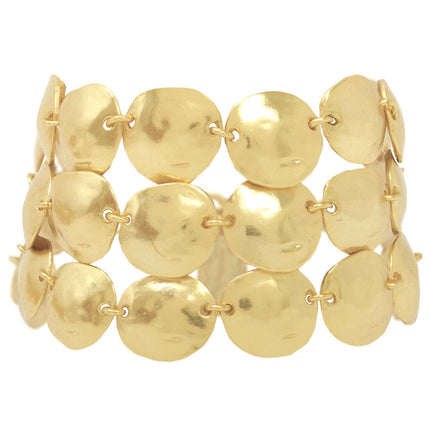 Triple Row Shell Disc Statement Bracelet - Gold