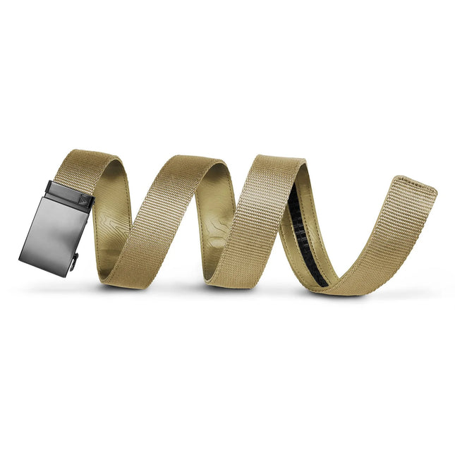 MISSION BELT| GUN METAL - IN TAN NYLON