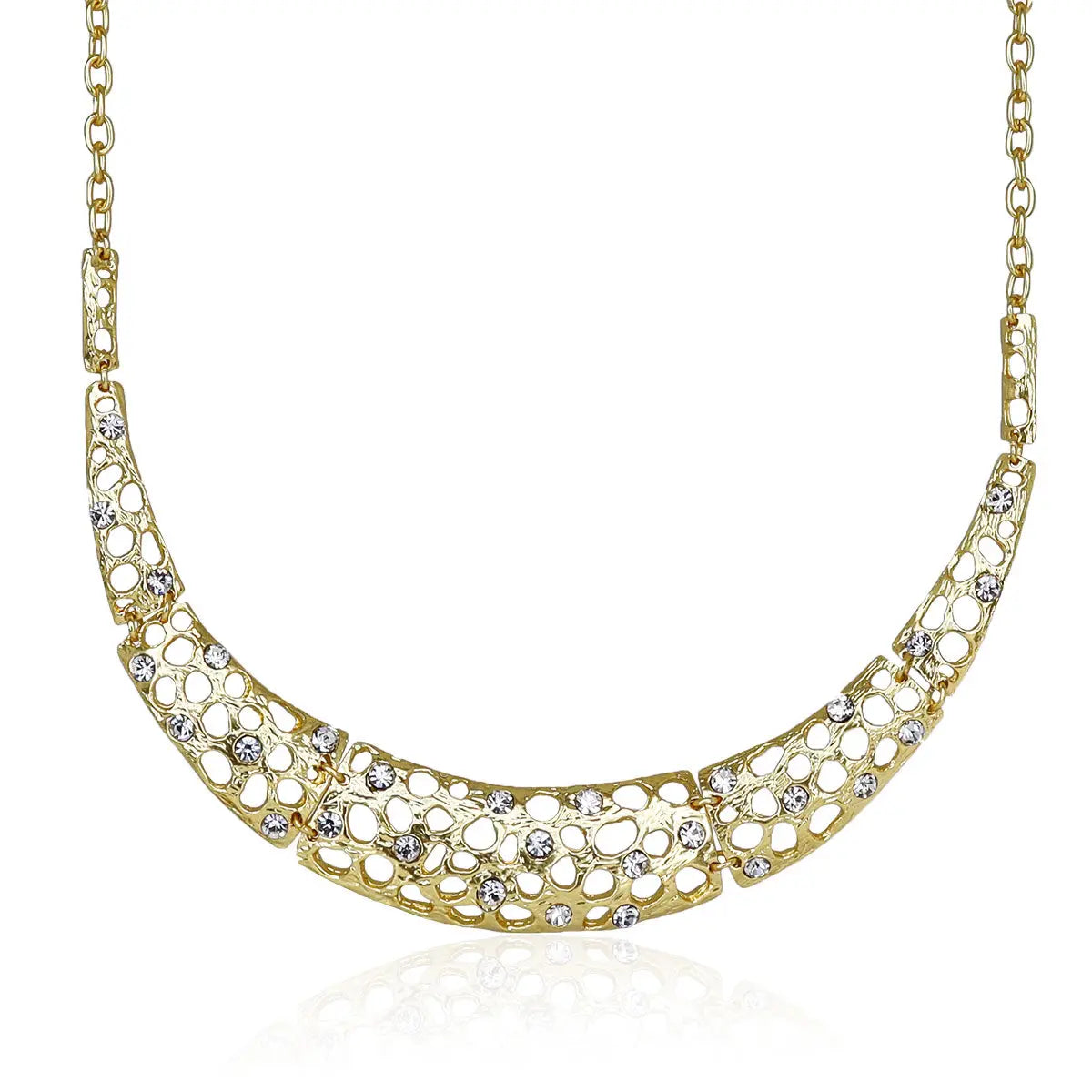 Embellished Honeycomb Collar Necklace - Gold