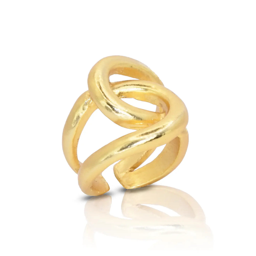 Intertwined Link Oversize Ring - Gold