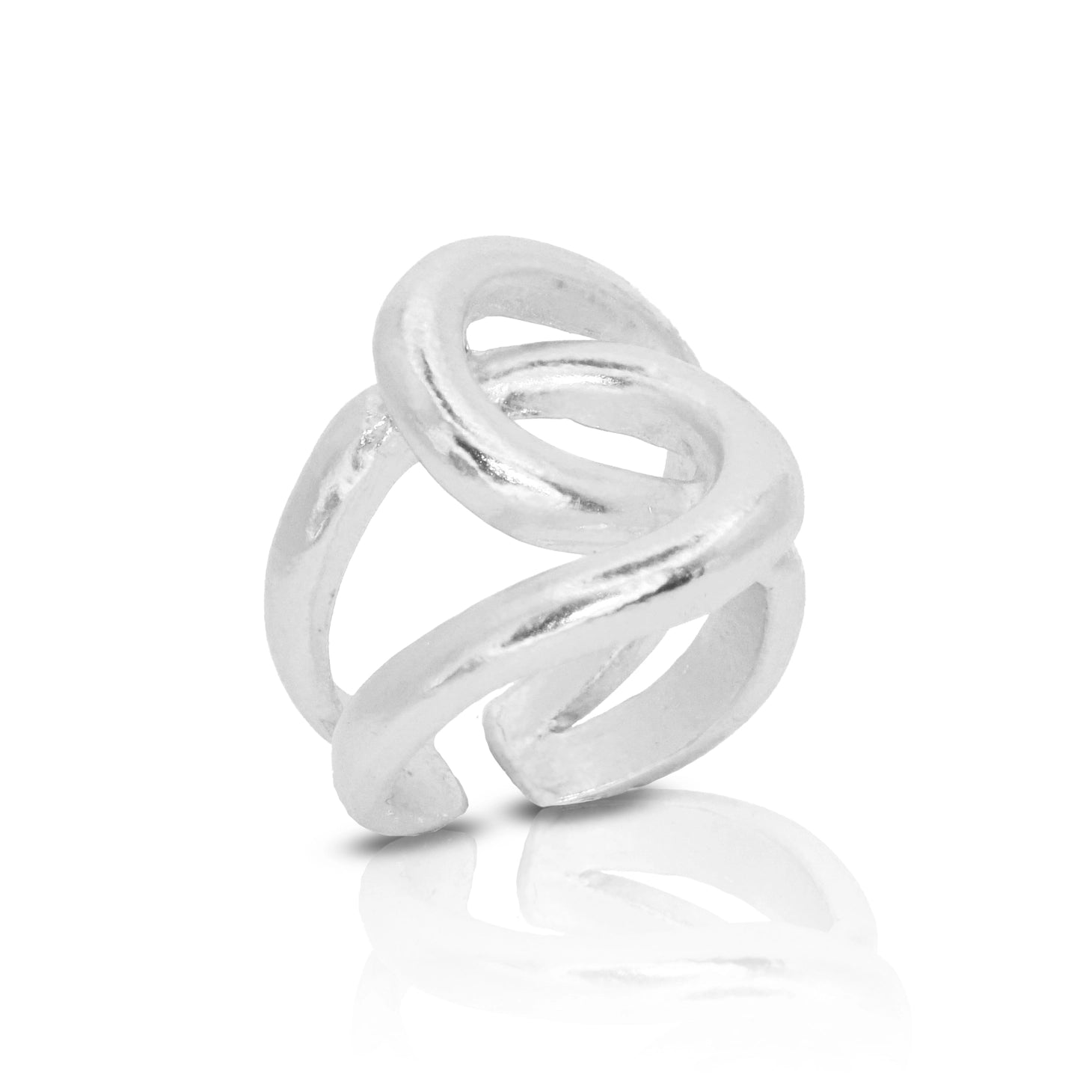 Intertwined Link Oversize Ring - Silver