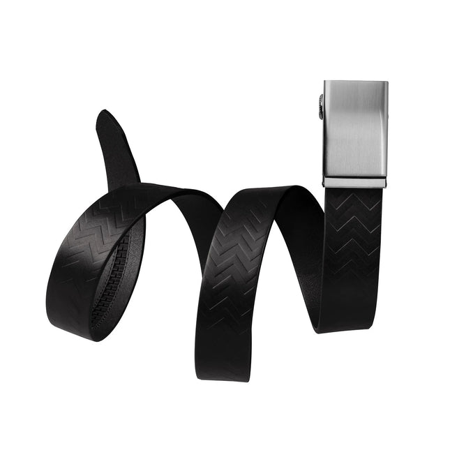 MISSION BELT| STEEL METAL/CHEVRON FULL GRAIN - IN BLACK