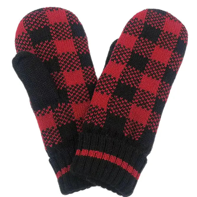 Buffalo Check Pattern Cuff Mittens