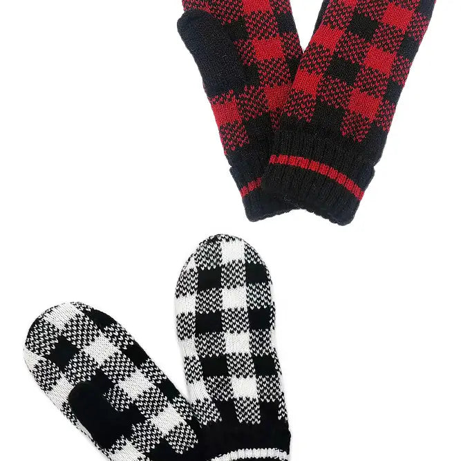 Buffalo Check Pattern Cuff Mittens