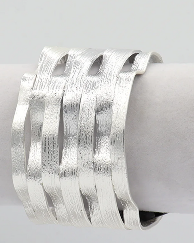 Brushed Wavy Ribbons Cuff Bracelet