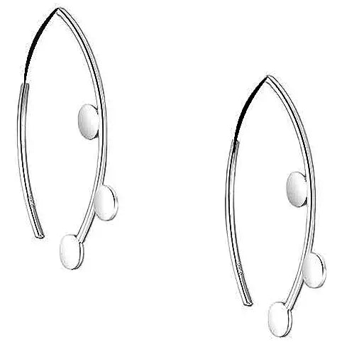 Sterling Dots On Open Long Wire Earrings