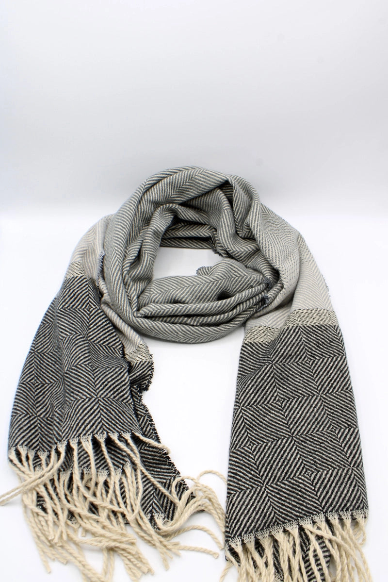 Plain Cashmere Sensation Scarf - Herringbone Pattern