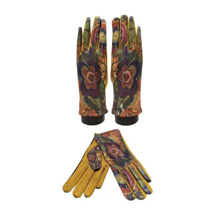 Mediterranean Concepts - Artist Inspired Mustard Floral Texting Glove