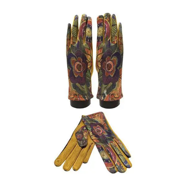 Mediterranean Concepts - Artist Inspired Mustard Floral Texting Glove