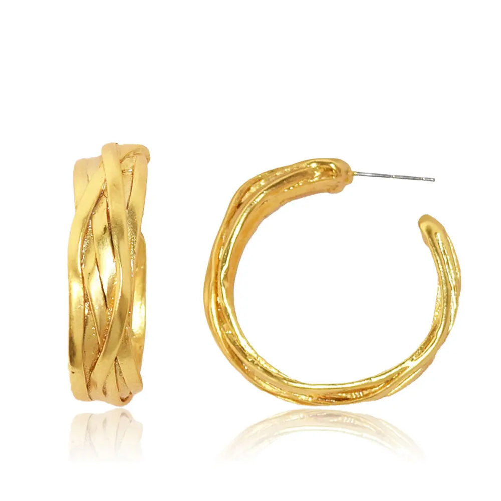 Overlap Ribbon Thick Hoop Earrings