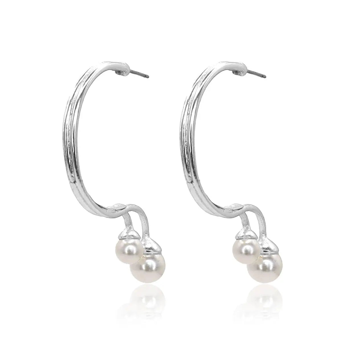 Stylish Double Hoop with Pearl Drop Earrings