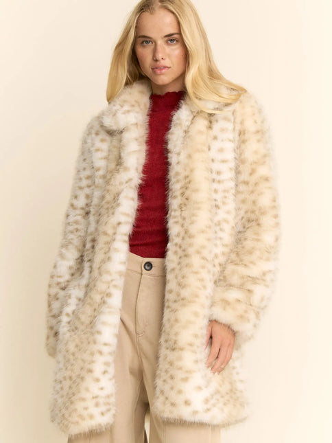 DAVI & DANI Tricolor Faux Fur Coat - Taupe