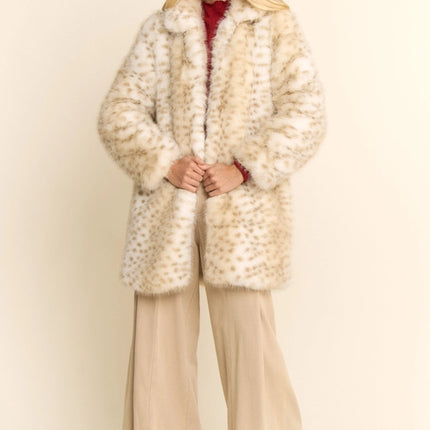 DAVI & DANI Tricolor Faux Fur Coat - Taupe