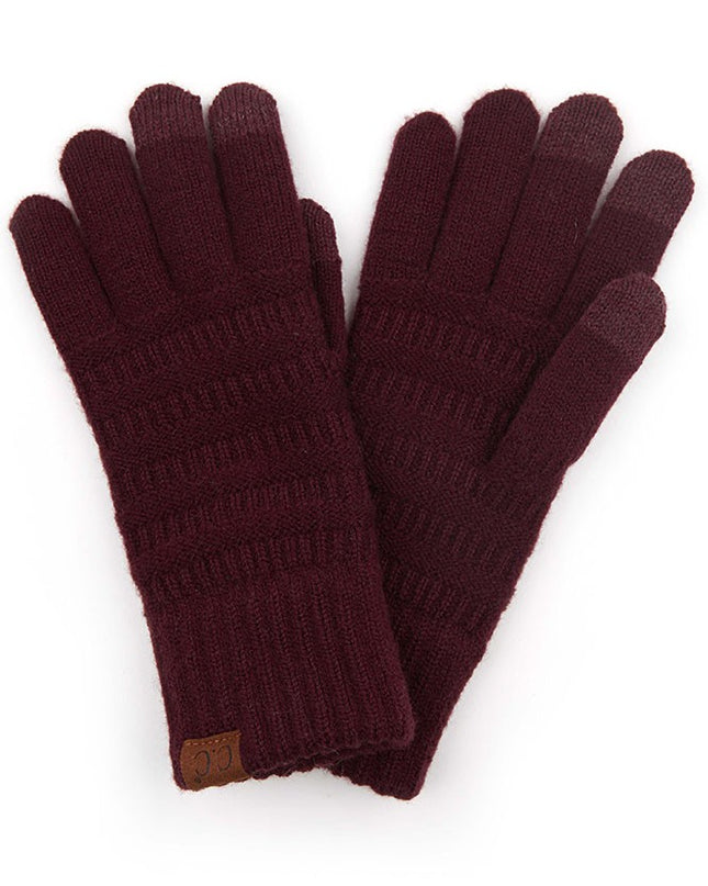 C.C Solid Ribbed Knit Glove