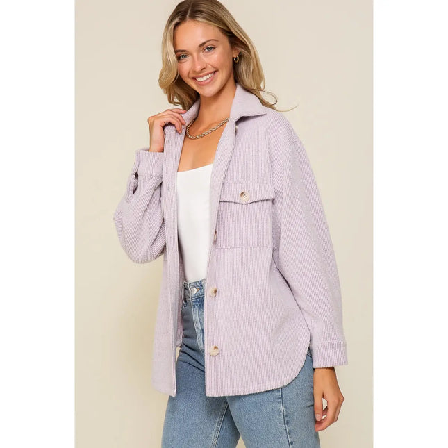 42 POPS Brushed Waffle Knit Shacket