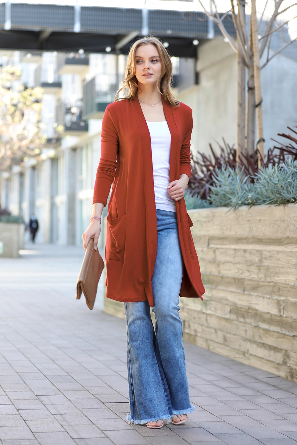 SLOUCHY LONG SLEEVE OPEN CARDIGAN