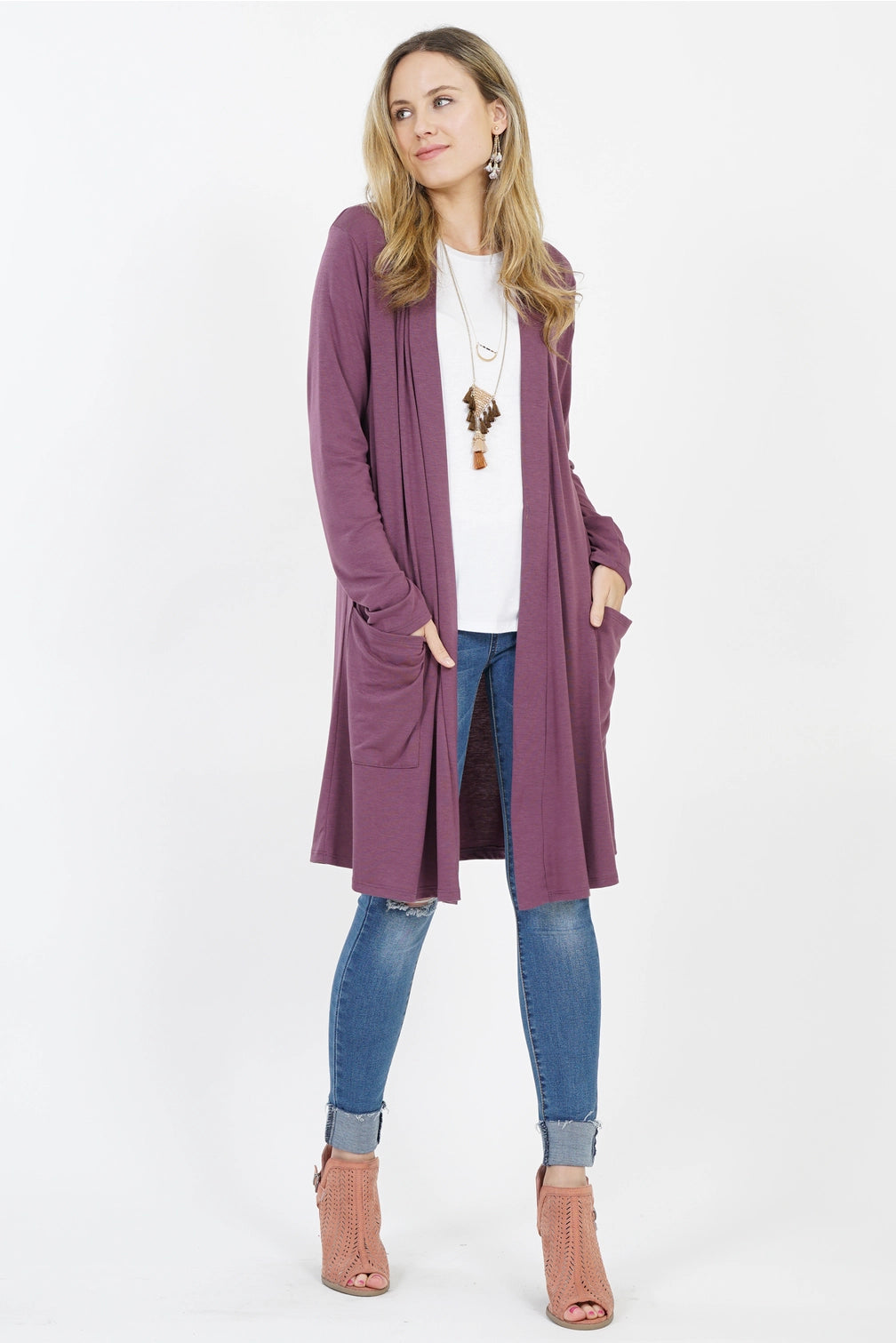 SLOUCHY LONG SLEEVE OPEN CARDIGAN