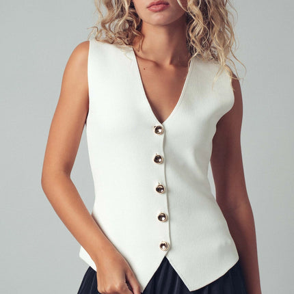 Urban Daizy Sculpted Button-Front Knit Vest