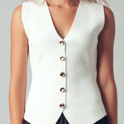 Urban Daizy Sculpted Button-Front Knit Vest