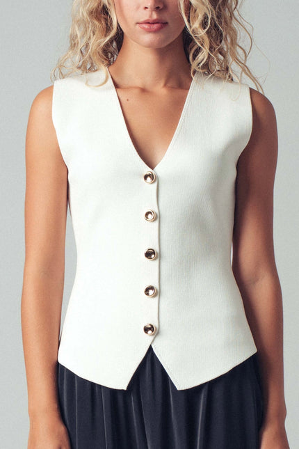 Urban Daizy Sculpted Button-Front Knit Vest