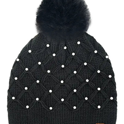 C.C Allover Pearl Crochet Pom Beanie