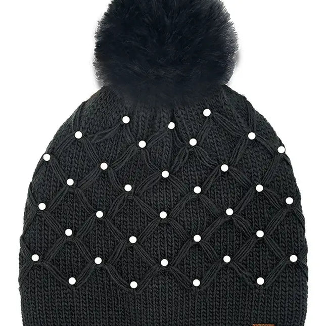 C.C Allover Pearl Crochet Pom Beanie