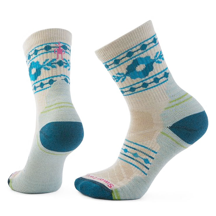 Smartwool Hike Light Cushion Retro Floral Crew Sock (Women's) - MOONBEAM