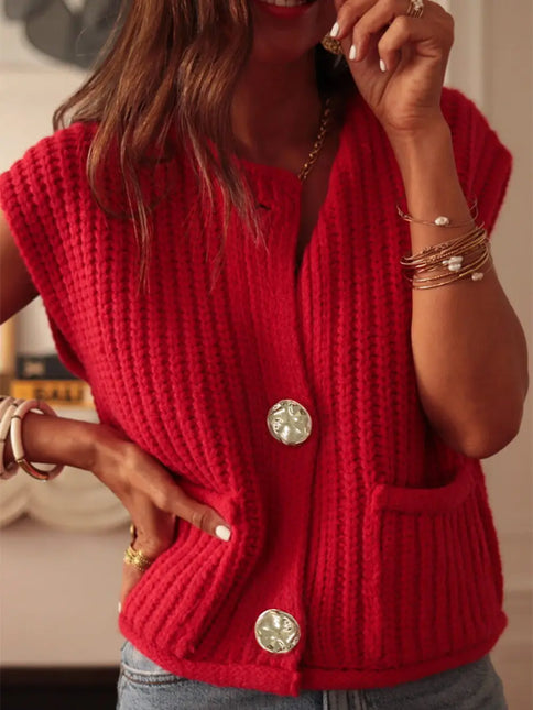 LOVESOFT Knit Buttoned Sweater Vest