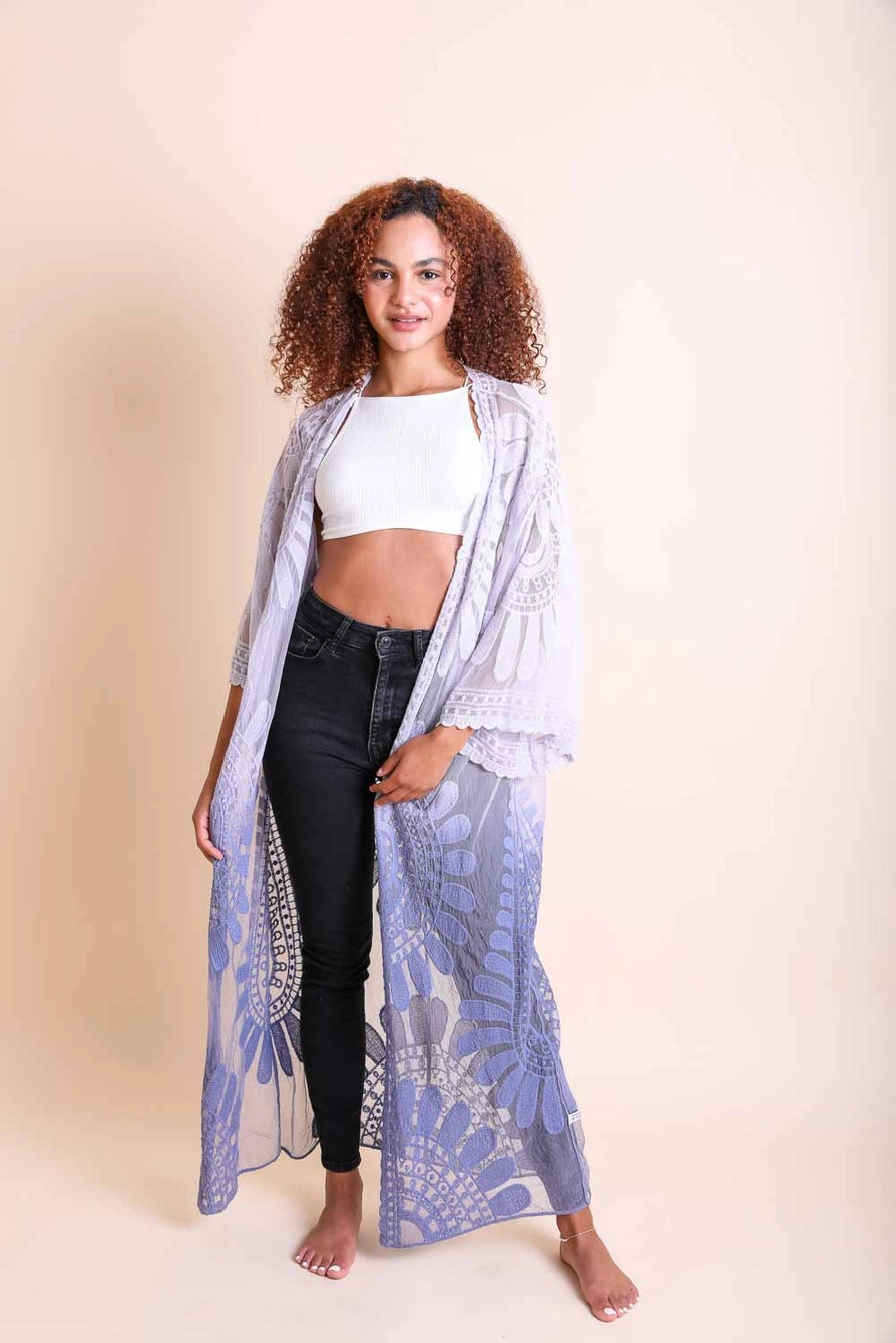 Leto Ombre Lace Kimono Cardigan