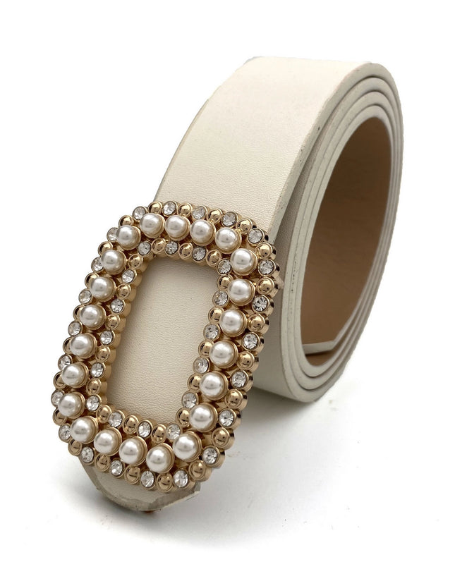 ACCITY Faux Diamond & Pearl Buckle Belt