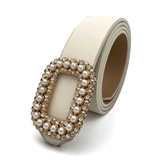 ACCITY Faux Diamond & Pearl Buckle Belt