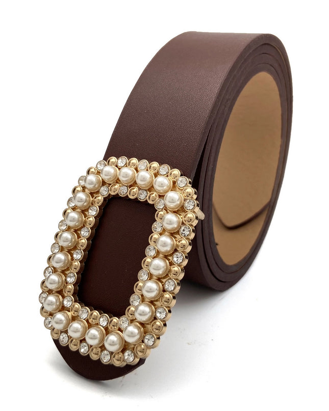 ACCITY Faux Diamond & Pearl Buckle Belt