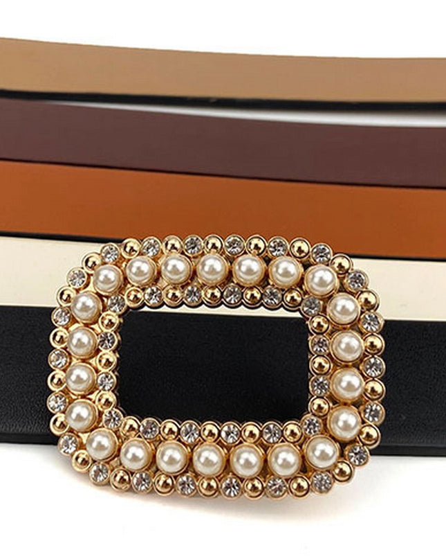 ACCITY Faux Diamond & Pearl Buckle Belt