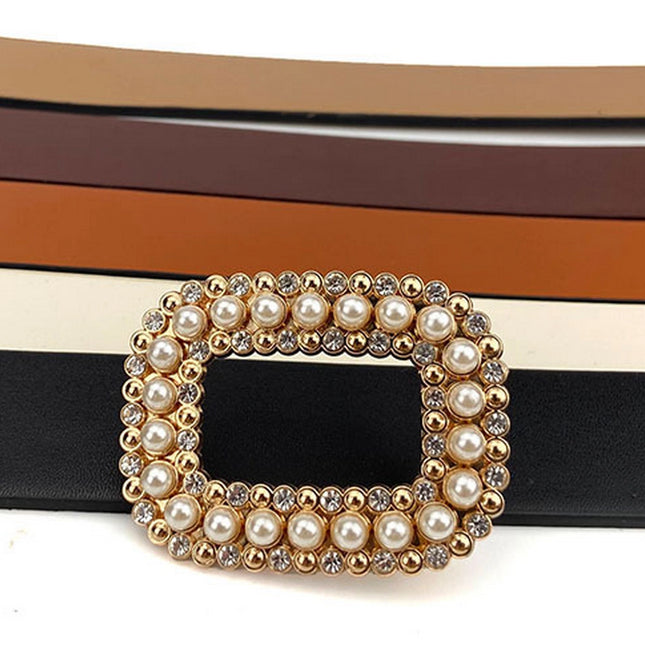 ACCITY Faux Diamond & Pearl Buckle Belt