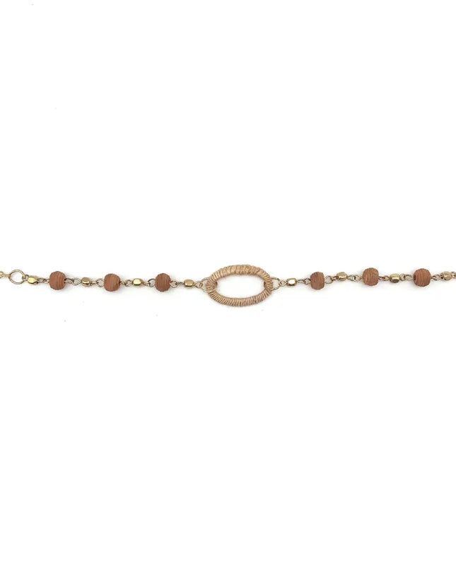 ANJU Sachi Bohemian Neutrals Collection Bracelet - Jute Oval Bead