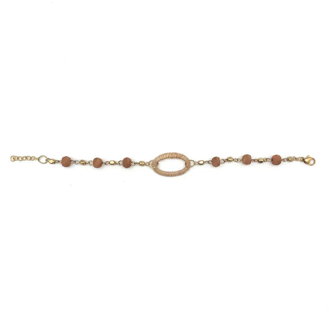 ANJU Sachi Bohemian Neutrals Collection Bracelet - Jute Oval Bead