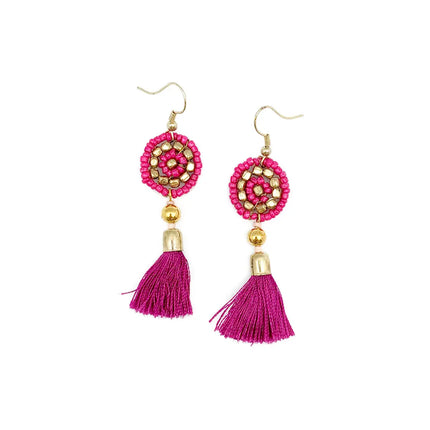 Sachi Cerise Collection Earrings - Disc and Tassel