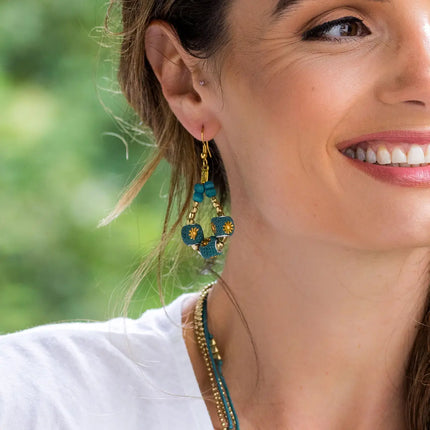 Sachi Ocean Sky Collection Earrings - Three Bead Teardrops