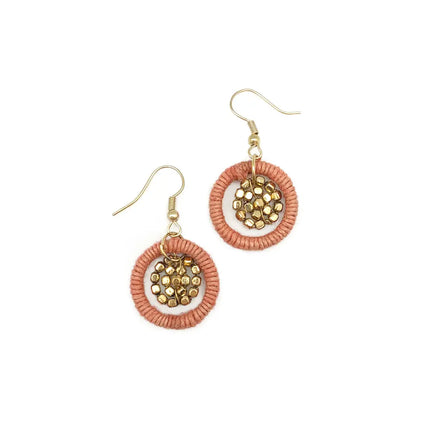 Sachi Terracotta Collection Earrings - Circle, Gold Clusters