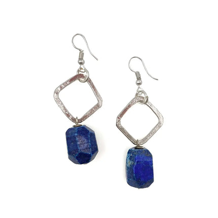 Anju Silver-Plated Long Earrings with Lapis Stones