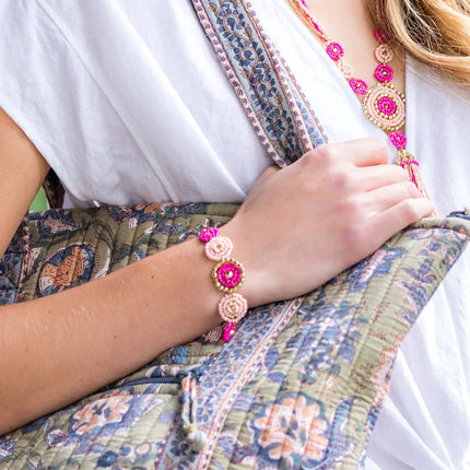 Sachi Cerise Collection Bracelet - Five Beaded Discs