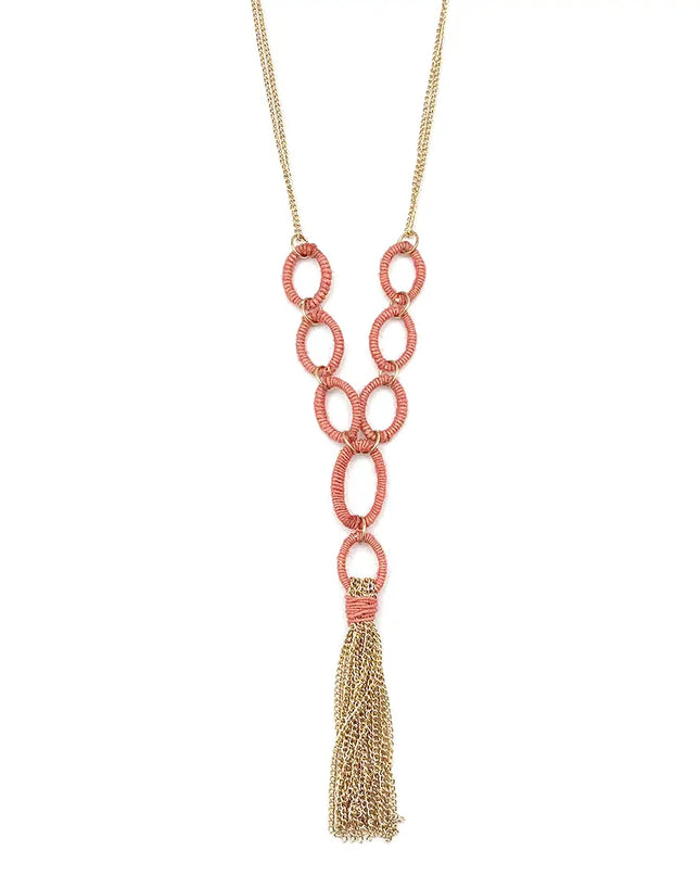 Sachi Terracotta Collection Necklace - Long Chain Tassel