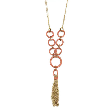 Sachi Terracotta Collection Necklace - Big Rings, Tassel